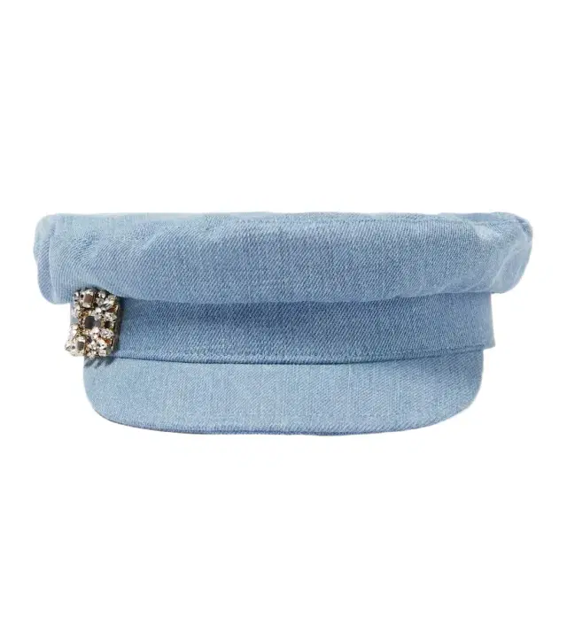 Roger Vivier Broche Vivier denim flat cap