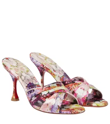 Christian Louboutin Nicol Is Back floral silk satin sandals | Thumbnail 1