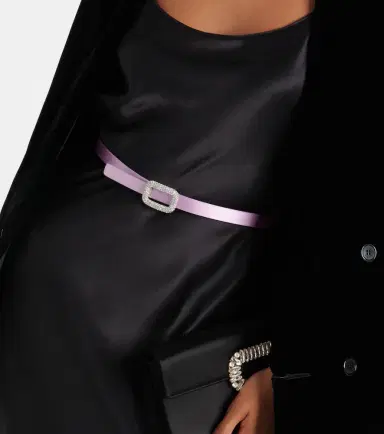 Roger Vivier Viv' Choc embellished satin belt | Thumbnail 3