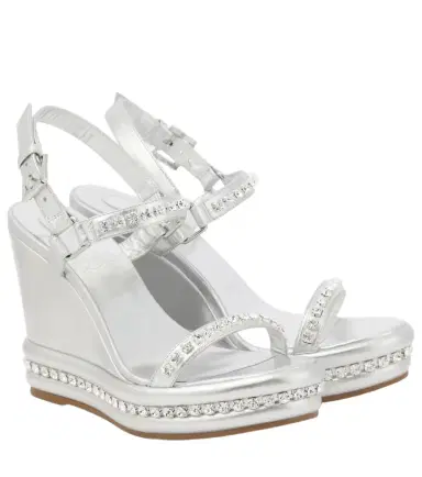 Christian Louboutin Pyrastrass metallic leather wedge sandals | Thumbnail 1