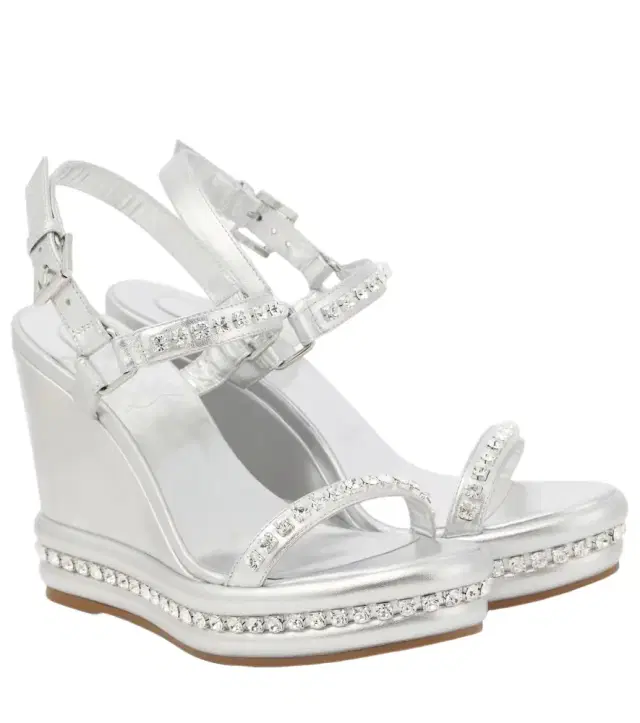 Christian Louboutin Pyrastrass metallic leather wedge sandals