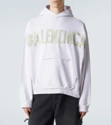 Balenciaga Tape Type Ripped cotton fleece hoodie | Thumbnail 2