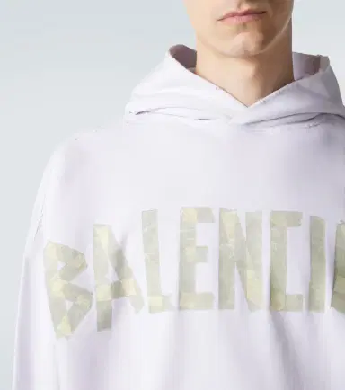 Balenciaga Tape Type Ripped cotton fleece hoodie | Thumbnail 4