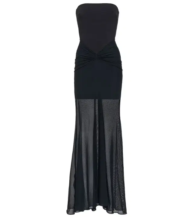 David Koma Tulle-trimmed ruched bustier gown