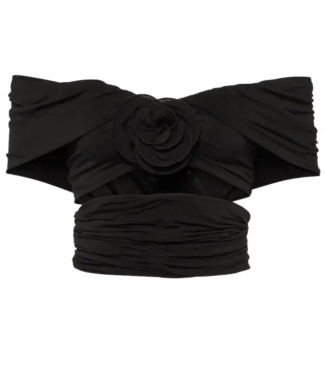 Magda Butrym Floral off-shoulder ruched crop top