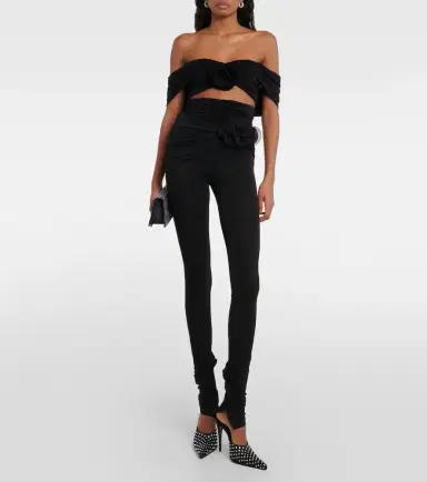 Magda Butrym Floral-appliqué jersey leggings | Thumbnail 3