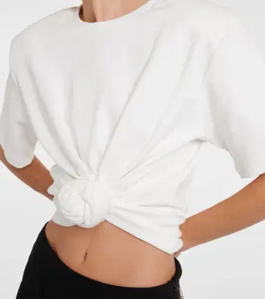 Magda Butrym Gathered cotton jersey top | Thumbnail 3