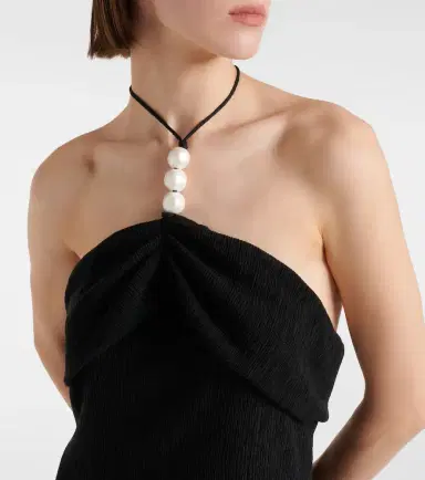 Magda Butrym Pearl-detail halterneck midi dress | Thumbnail 4