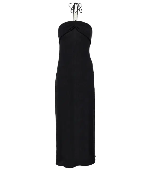 Magda Butrym Pearl-detail halterneck midi dress