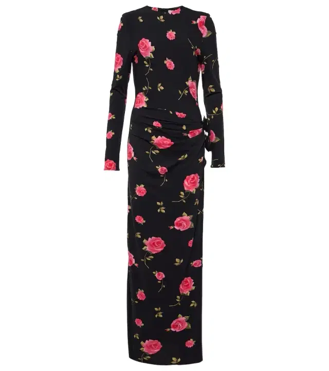 Magda Butrym Floral-appliqué gathered maxi dress