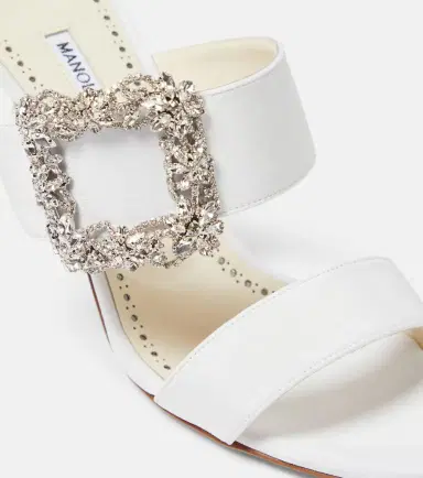 Manolo Blahnik Gable Jewel crêpe de chine mules | Thumbnail 2
