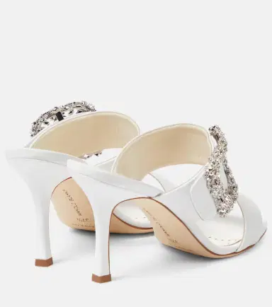 Manolo Blahnik Gable Jewel crêpe de chine mules | Thumbnail 3