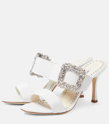 Manolo Blahnik Gable Jewel crêpe de chine mules | Thumbnail 4