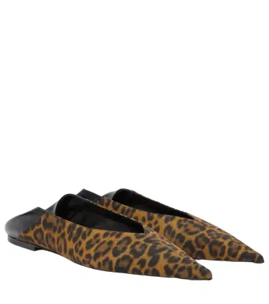 Saint Laurent Nour leopard-print leather-trimmed mules | Thumbnail 1 Saint Laurent Nour leopard-print leather-trimmed mules | Thumbnail 1