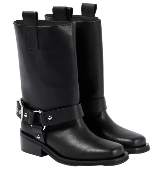 Ganni Faux leather biker boots