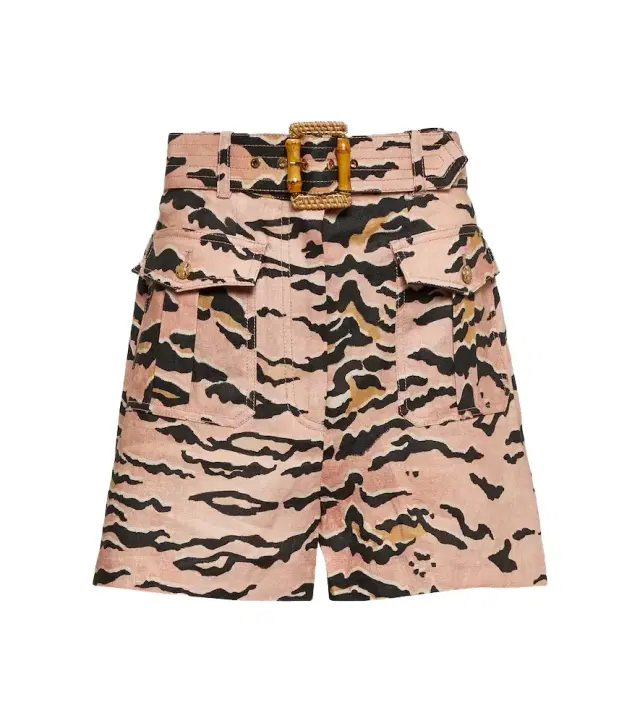 Zimmermann Matchmaker Safari printed linen shorts