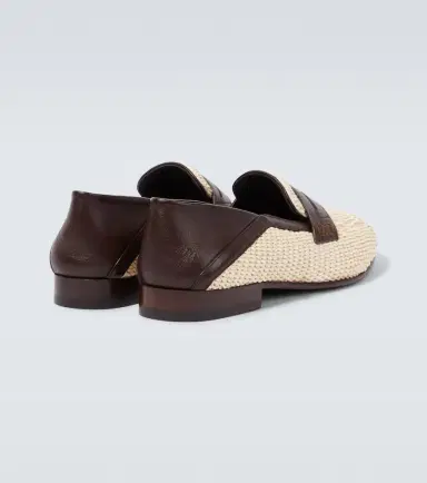 Manolo Blahnik Padstow leather-trimmed raffia penny loafers | Thumbnail 2 Manolo Blahnik Padstow leather-trimmed raffia penny loafers | Thumbnail 2