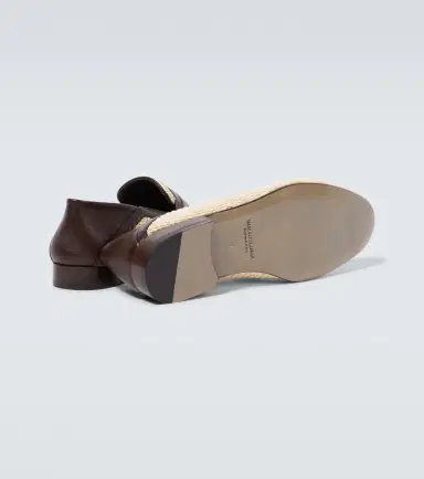 Manolo Blahnik Padstow leather-trimmed raffia penny loafers | Thumbnail 4 Manolo Blahnik Padstow leather-trimmed raffia penny loafers | Thumbnail 4