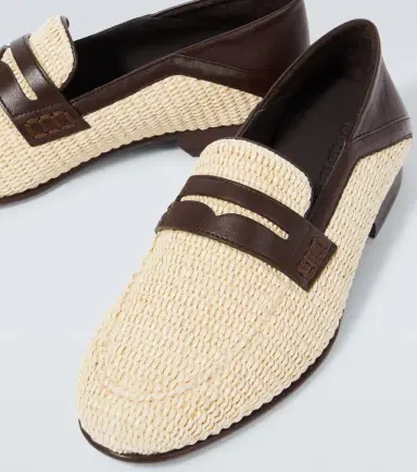 Manolo Blahnik Padstow leather-trimmed raffia penny loafers | Thumbnail 5 Manolo Blahnik Padstow leather-trimmed raffia penny loafers | Thumbnail 5