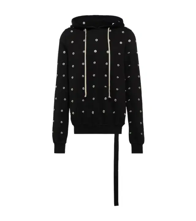 Rick Owens Granbury studded cotton jersey hoodie