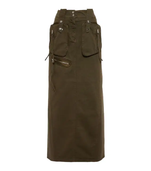 BLUMARINE Denim cargo maxi skirt