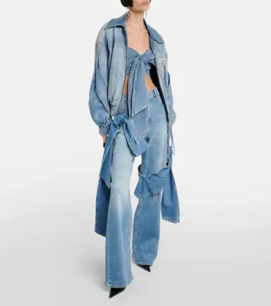 BLUMARINE Bow-detail denim crop top | Thumbnail 2