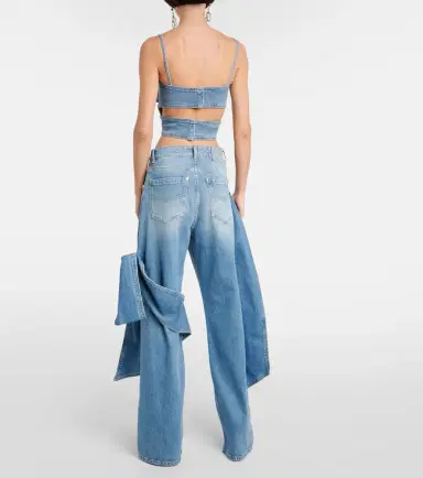 BLUMARINE Bow-detail denim crop top | Thumbnail 5