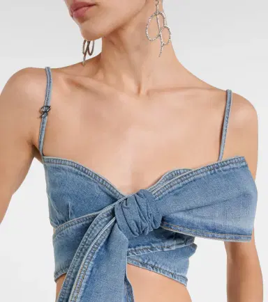 BLUMARINE Bow-detail denim crop top | Thumbnail 6