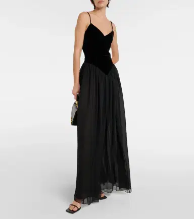 Chloe Chloé Velvet and silk maxi dress | Thumbnail 4