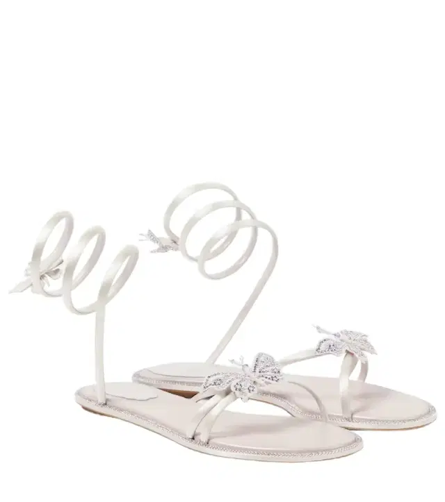 René Caovilla Cleo embellished satin sandals