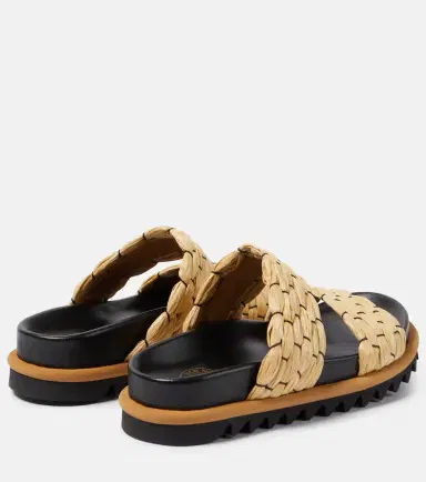 Dries Van Noten Woven and raffia and leather slides | Thumbnail 5