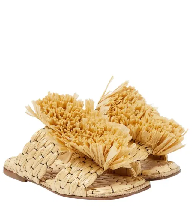 Dries Van Noten Raffia espadrille slides