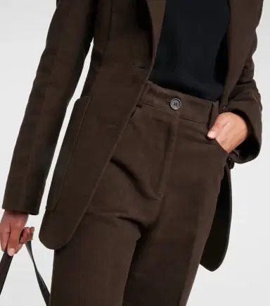 Toteme High-rise velour straight pants | Thumbnail 5