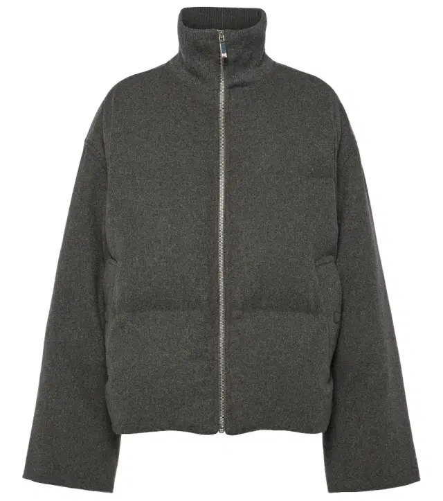 Wool-blend flannel down jacket