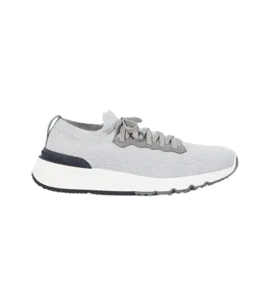 Brunello Cucinelli Leather-trimmed knitted slip-on sneakers | Thumbnail 1
