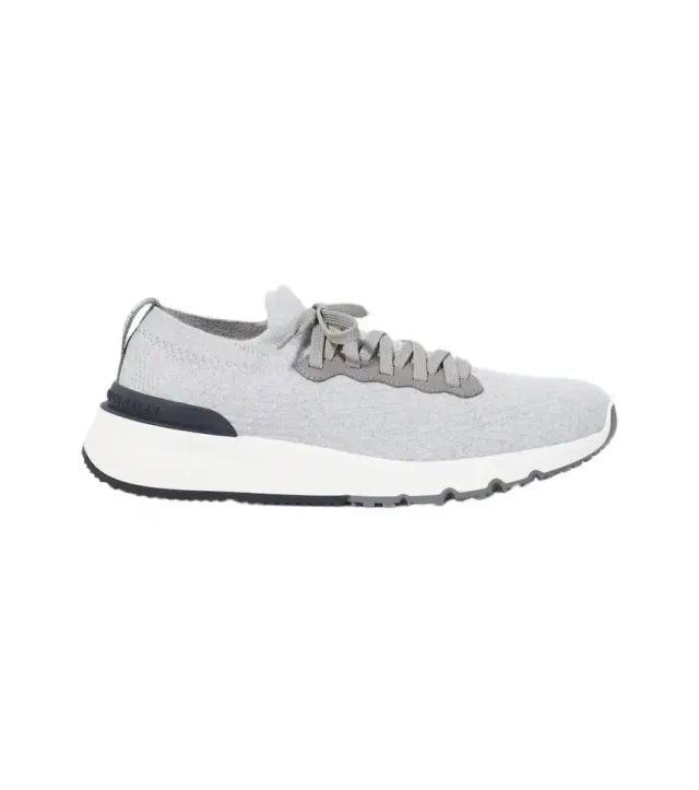 Brunello Cucinelli Leather-trimmed knitted slip-on sneakers