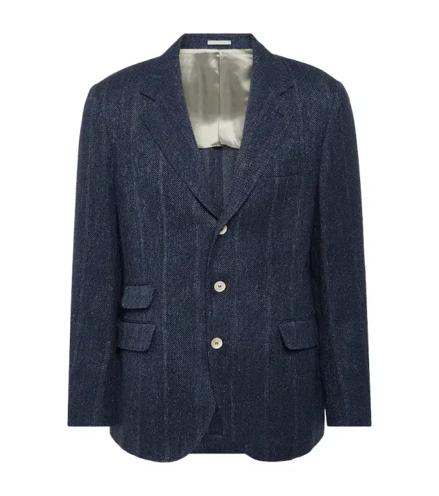 Brunello Cucinelli Striped linen, silk and wool blazer