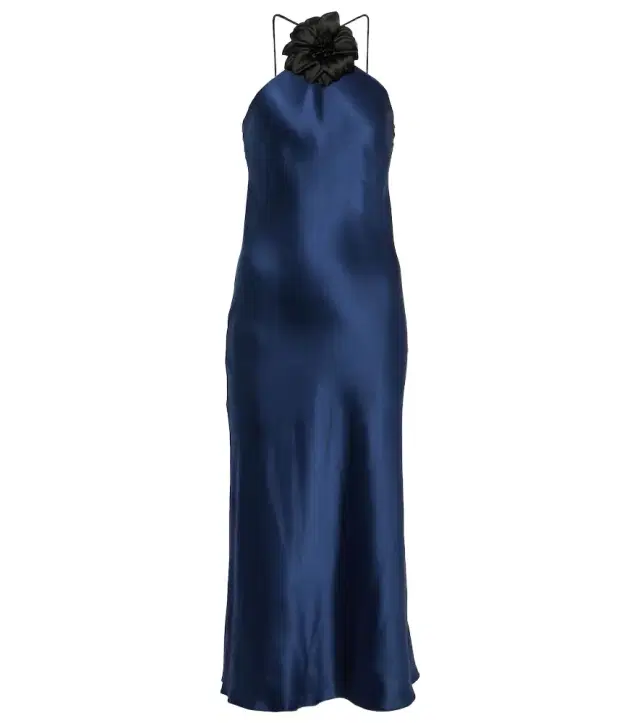 Rodarte Floral-appliqué silk midi dress