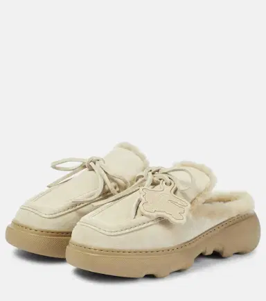 Burberry EKD shearling-lined suede mules | Thumbnail 2