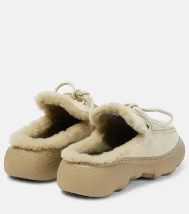 Burberry EKD shearling-lined suede mules | Thumbnail 4