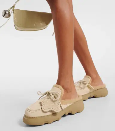 Burberry EKD shearling-lined suede mules | Thumbnail 6