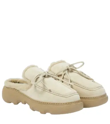 Burberry EKD shearling-lined suede mules | Thumbnail 1