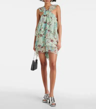 Stella McCartney Tiered printed silk minidress | Thumbnail 4