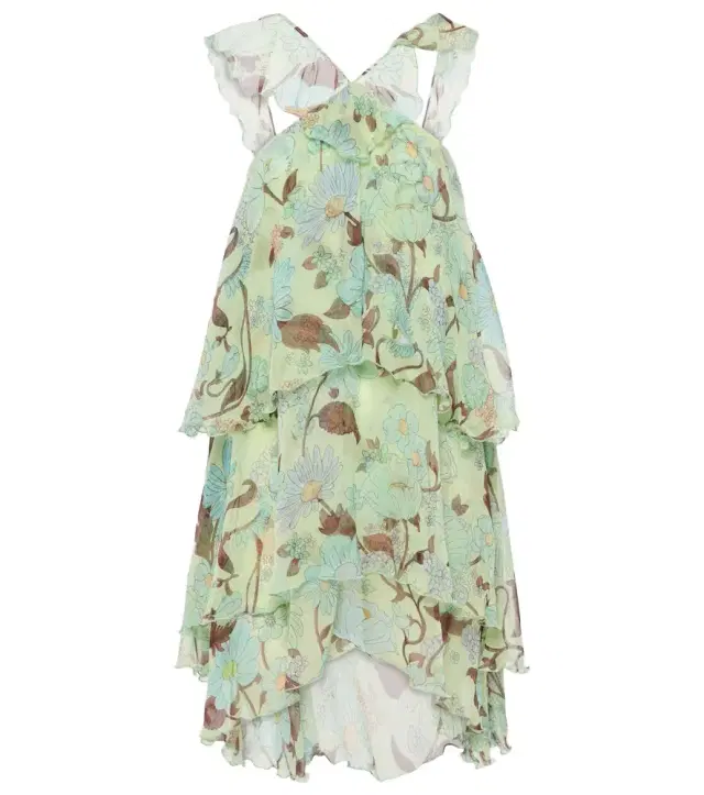 Stella McCartney Tiered printed silk minidress