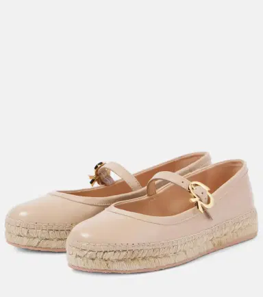 Gianvito Rossi Leather and raffia espadrilles | Thumbnail 2