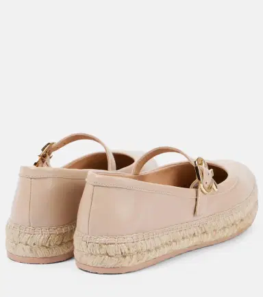Gianvito Rossi Leather and raffia espadrilles | Thumbnail 3