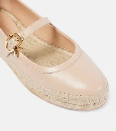 Gianvito Rossi Leather and raffia espadrilles | Thumbnail 4