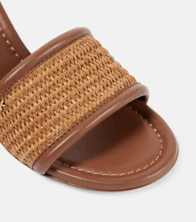 Gianvito Rossi Marbella leather-trimmed raffia mules | Thumbnail 2