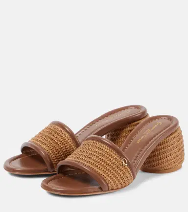Gianvito Rossi Marbella leather-trimmed raffia mules | Thumbnail 3