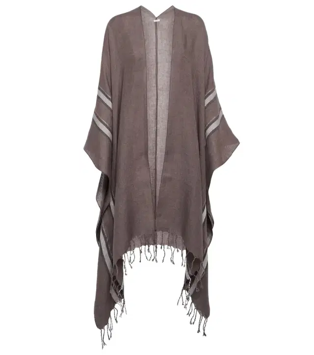 Brunello Cucinelli Striped linen cape